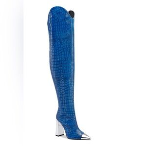 Elegant Blue Over the Knee Boots